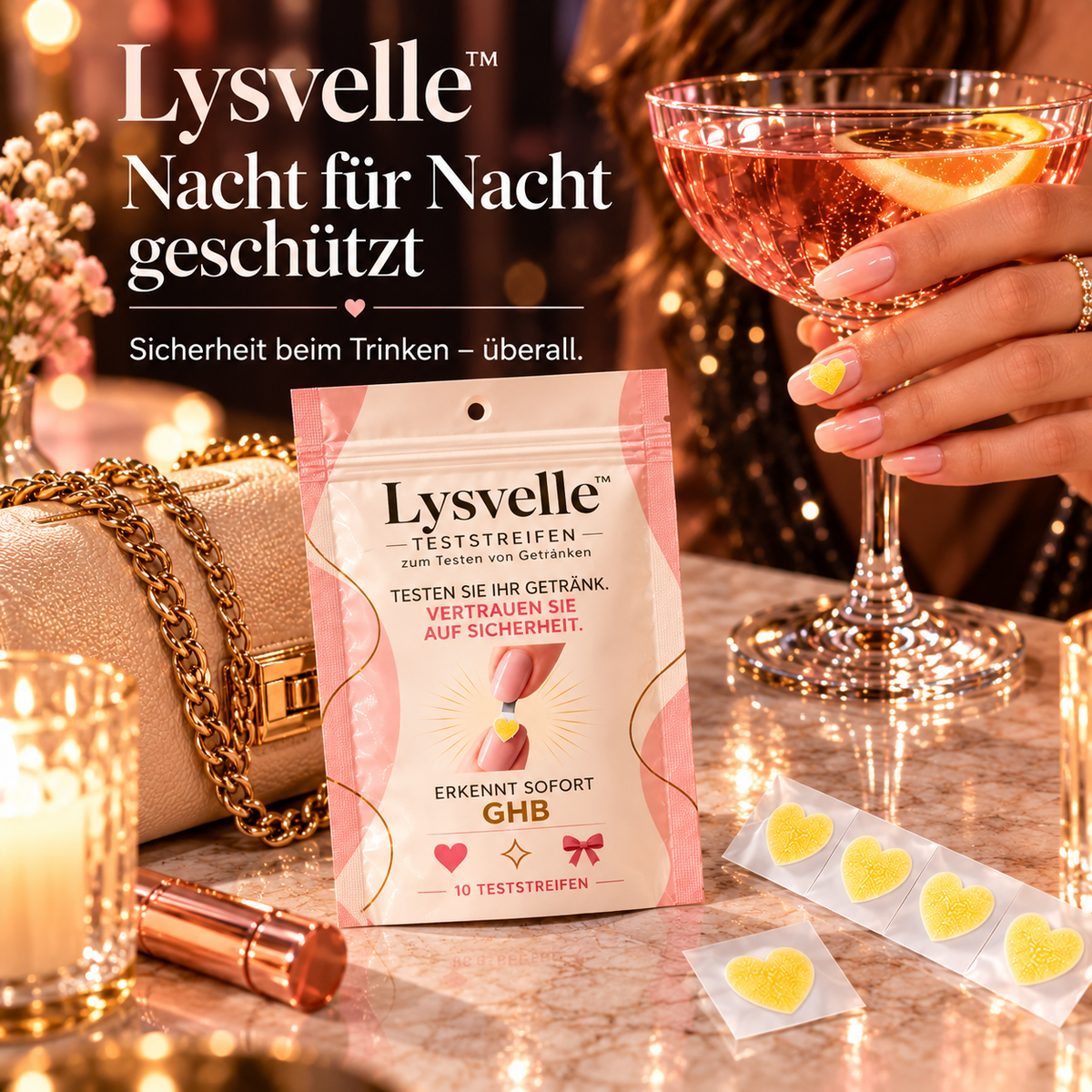 Lysvelle Drinktest-Nagelsticker