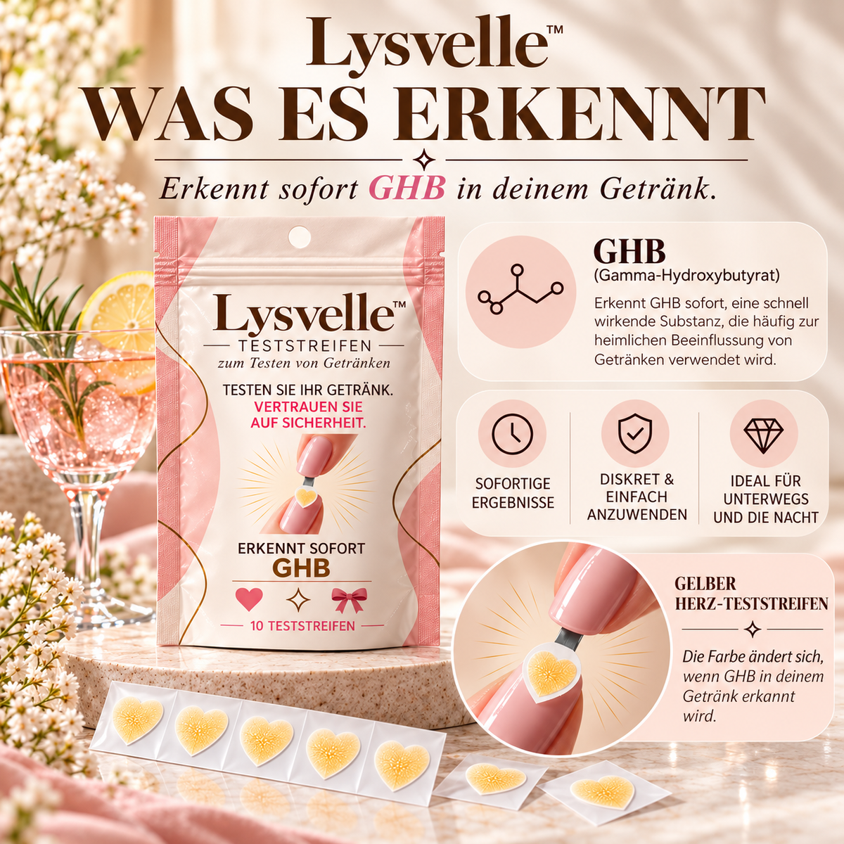 Lysvelle  Drinktest-Nagelsticker