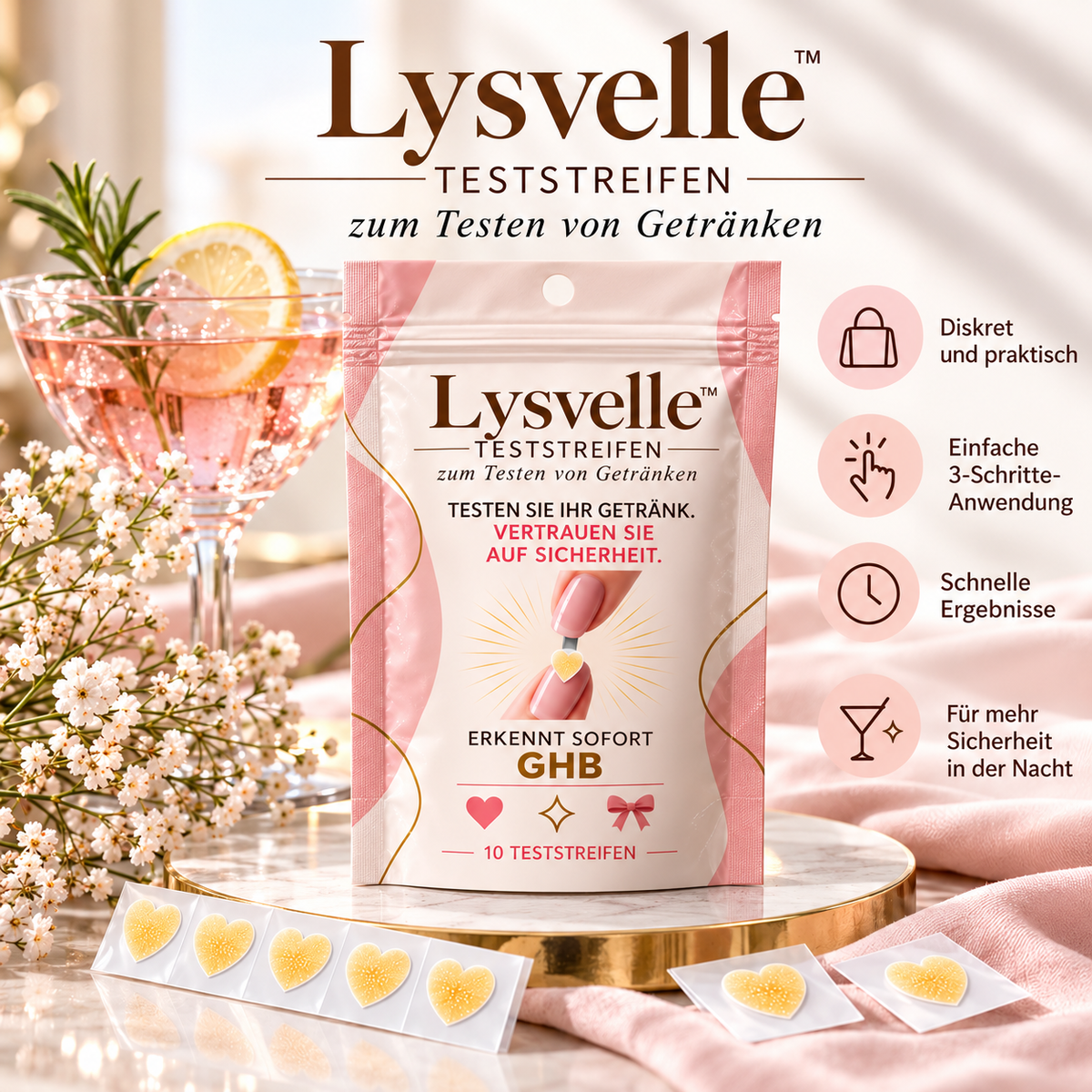 Lysvelle  Drinktest-Nagelsticker
